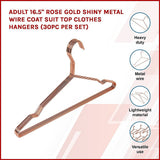 Adult 16.5 Rose Gold Shiny Metal Wire Coat Suit Top Clothes Hangers (30pc per set)
