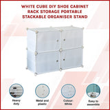 White Cube DIY Shoe Cabinet Rack Storage Portable Stackable Organiser Stand - Side View