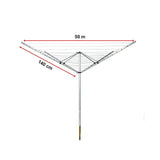 4 Arm Rotary Airer Outdoor Washing Line Clothes Dryer 50m Length - Low Angle
