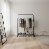 Heavy Metal Double Clothes Rail Hanging Rack Garment Display Stand Storage Shelf
