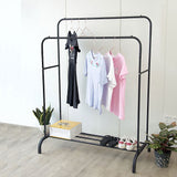 Heavy Metal Double Clothes Rail Hanging Rack Garment Display Stand Storage Shelf - Front View