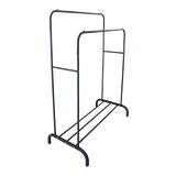 Heavy Metal Double Clothes Rail Hanging Rack Garment Display Stand Storage Shelf - Top-Down View
