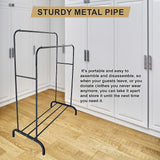 Heavy Metal Double Clothes Rail Hanging Rack Garment Display Stand Storage Shelf - Close-Up Angle