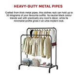Heavy Metal Double Clothes Rail Hanging Rack Garment Display Stand Storage Shelf - Extra Image