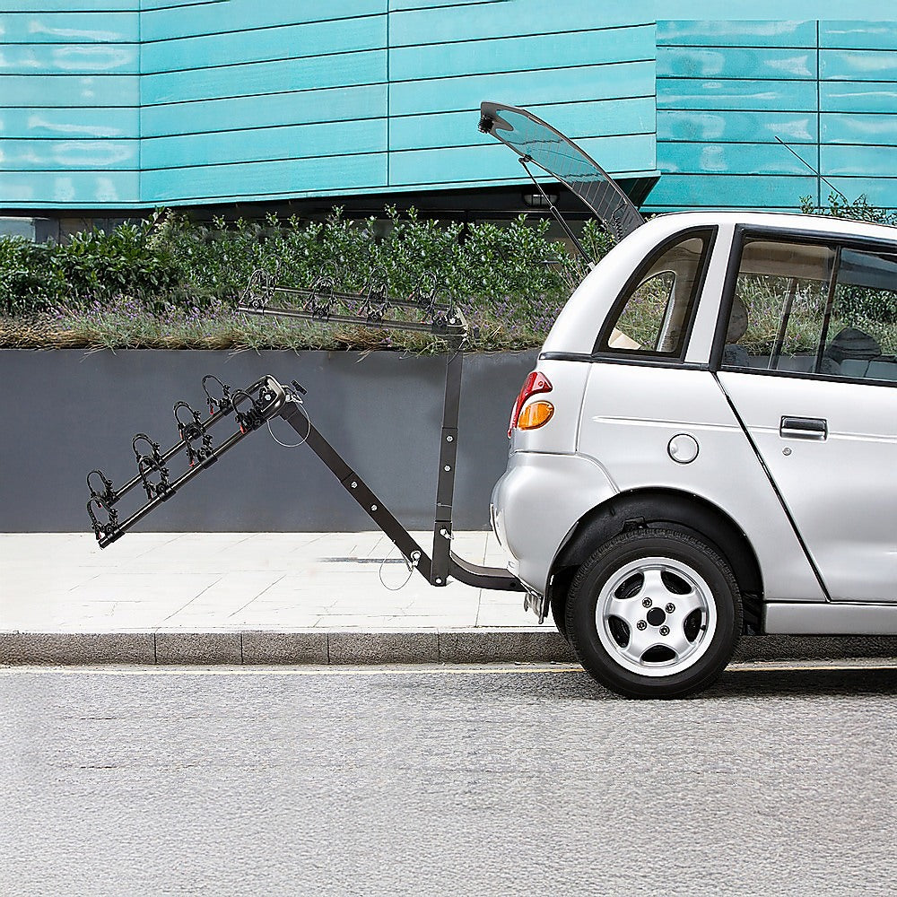 Premium 4-Bike Carrier Rack Hitch Mount Swing Down Bicycle Rack W/ 2 Receiver