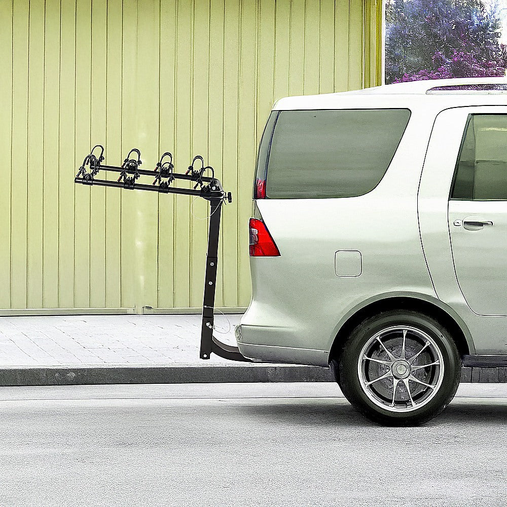 Premium 4-Bike Carrier Rack Hitch Mount Swing Down Bicycle Rack W/ 2 Receiver