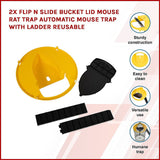 2x Flip N Slide Bucket Lid Mouse Rat Trap Automatic Mouse Trap With Ladder Reusable - Side View