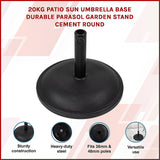 20kg Patio Sun Umbrella Base Durable Parasol Garden Stand Cement Round - Side View