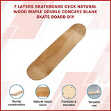 7 Layers Skateboard Deck Natural Wood Maple Double Concave Blank Skate Board DIY - Side View