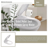 Non Electric Bidet Toilet Seat W/ Cover Bathroom Spray Water Wash - Low Angle