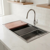 BRIENZ 32-inch Nano Workstation Ledge Undermount 16 Gauge Stainless Steel Kitchen Sink Single Bowl