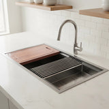 BRIENZ 32-inch Nano Workstation Ledge Undermount 16 Gauge Stainless Steel Kitchen Sink Single Bowl - 45-Degree Angle