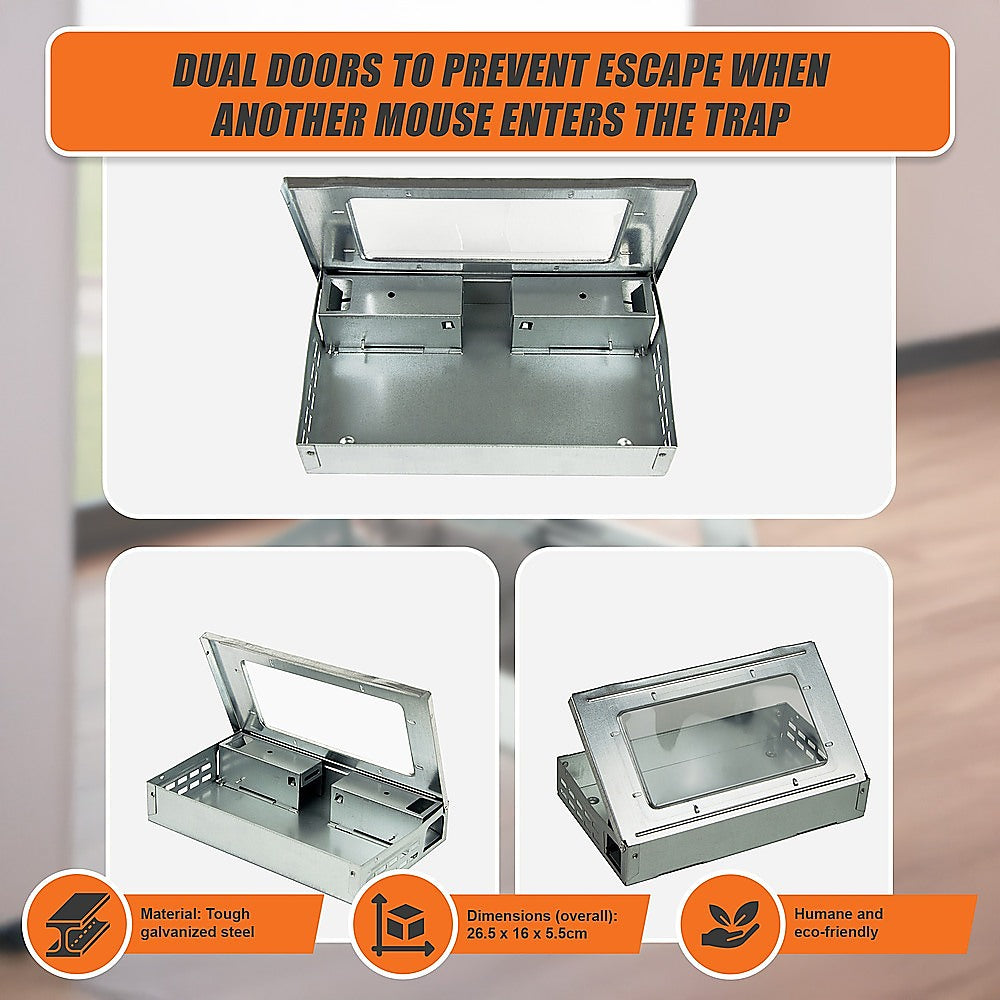 5x Humane Mice Trap Reusable Safe Catching Metal Mouse Multi Live Catcher