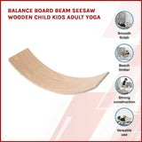 Balance Board Beam Seesaw Wooden Child Kids Adult Yoga - Side View