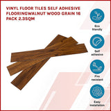Vinyl Floor Tiles Self Adhesive Flooring Walnut Wood Grain 16 Pack 2.3SQM - Side View