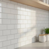 Tiles 3D Peel and Stick Wall Tile Subway White (30 x 30cm x 10 sheets) - Low Angle
