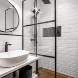 Tiles 3D Peel and Stick Wall Tile Subway White (30 x 30cm x 10 sheets) - Close-Up Angle