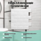 Tiles 3D Peel and Stick Wall Tile Subway White (30 x 30cm x 10 sheets) - Low Angle