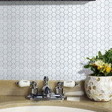 Tiles 3D Peel and Stick Wall Tile Hexagon White (30cm x 30cm x 10 sheets) - Front View
