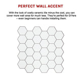 Tiles 3D Peel and Stick Wall Tile Hexagon White (30cm x 30cm x 10 sheets) - Extra Image