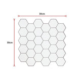 Tiles 3D Peel and Stick Wall Tile Hexagon White (30cm x 30cm x 10 sheets) - Extra Image