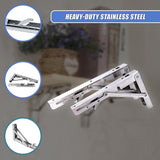2x 10 Stainless Steel Folding Table Bracket Shelf Bench 50kg Load Heavy Duty - Close-Up Angle