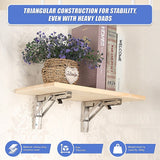 2x 10 Stainless Steel Folding Table Bracket Shelf Bench 50kg Load Heavy Duty - Low Angle