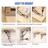 2x 10 Stainless Steel Folding Table Bracket Shelf Bench 50kg Load Heavy Duty - Extra Image