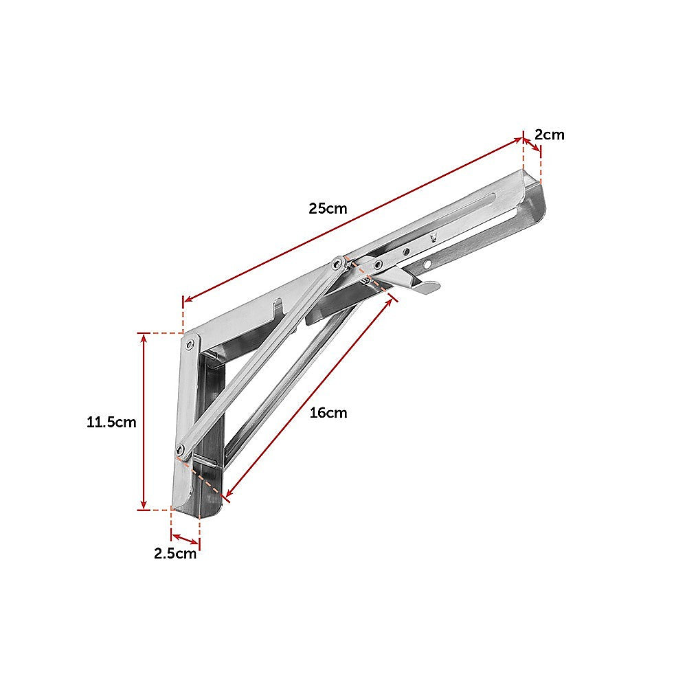 2x 10 Stainless Steel Folding Table Bracket Shelf Bench 50kg Load Heavy Duty