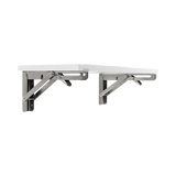 2x 20 Stainless Steel Folding Table Bracket Shelf Bench 50kg Load Heavy Duty - Low Angle