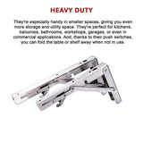 2x 20 Stainless Steel Folding Table Bracket Shelf Bench 50kg Load Heavy Duty - Extra Image