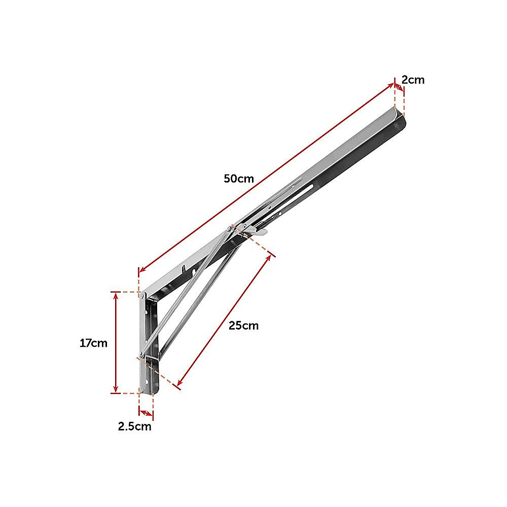 2x 20 Stainless Steel Folding Table Bracket Shelf Bench 50kg Load Heavy Duty