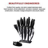 Kitchen 17 Pc Knife Set w/ Block & Sharpener Chef Bread Steak Knives - Extra Image