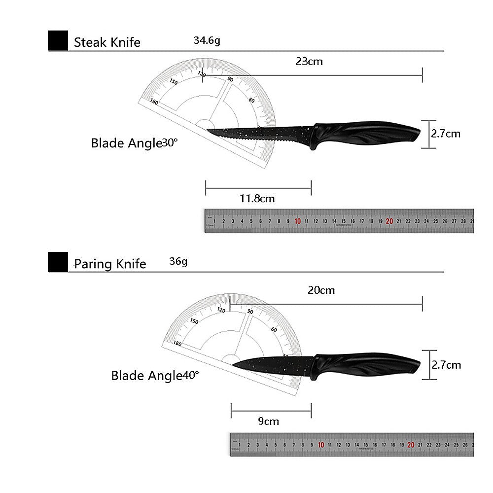 Kitchen 17 Piece Knife Set with Block and Sharpener Chef Knives