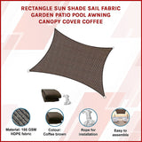 Rectangle Sun Shade Sail Fabric Garden Patio Pool Awning Canopy Cover Coffee - Front View