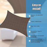 Rectangle Sun Shade Sail Fabric Garden Patio Pool Awning Canopy Cover Coffee - Low Angle