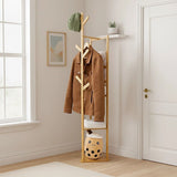 Clothes Coat Rack Garment Stand Shelf Wooden Tree Hanger Bag Hat Hook Holder