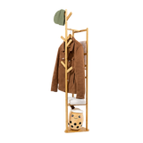Clothes Coat Rack Garment Stand Shelf Wooden Tree Hanger Bag Hat Hook Holder - Top-Down View