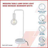 Modern Table lamp Desk Light Base Bedside Bedroom White - Side View