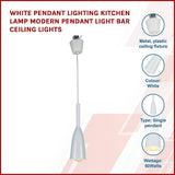 White Pendant Lighting Kitchen Lamp Modern Pendant Light Bar Ceiling Lights - Side View