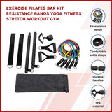 Exercise Pilates Bar Kit Resistance Bands Yoga Fitness Stretch Workout Gym - Side View
