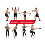 Exercise Pilates Bar Kit Resistance Bands Yoga Fitness Stretch Workout Gym - Top-Down View