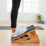 Wooden Slant Exercise Board With Adjustable Incline And Non-Slip Surface - Rear View