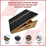 Wooden Slant Exercise Board With Adjustable Incline And Non-Slip Surface - Side View