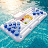 Big PVC Inflatable Beer Pong Raft Floating Pool Party Pong Game Table Lounge Toy - Front View
