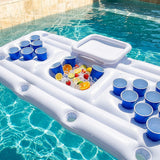 Big PVC Inflatable Beer Pong Raft Floating Pool Party Pong Game Table Lounge Toy - 45-Degree Angle