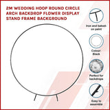 2M Wedding Hoop Round Circle Arch Backdrop Flower Display Stand Frame Background - Side View