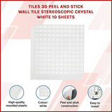 Tiles 3D Peel and Stick Wall Tile Stereoscopic Crystal White 10 Sheets - Side View