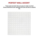 Tiles 3D Peel and Stick Wall Tile Stereoscopic Crystal White 10 Sheets