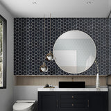 Tiles 3D Peel and Stick Wall Tile Hexagonal Mosaic Black 10 Sheets - Front View